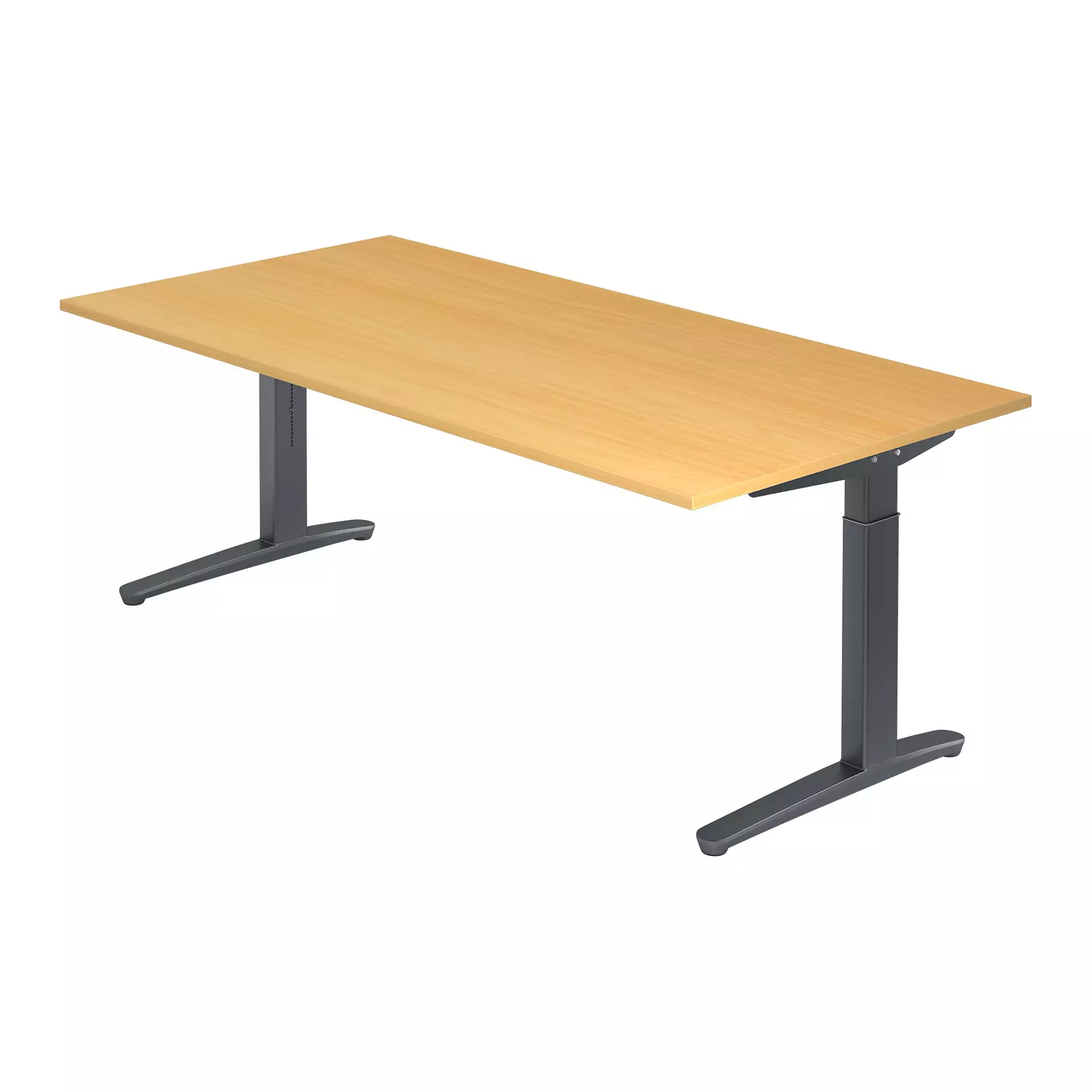Hammerbacher Schreibtisch XB-Serie 200x100 cm Buche Gestellfarbe Graphit Produktbild Frontansicht