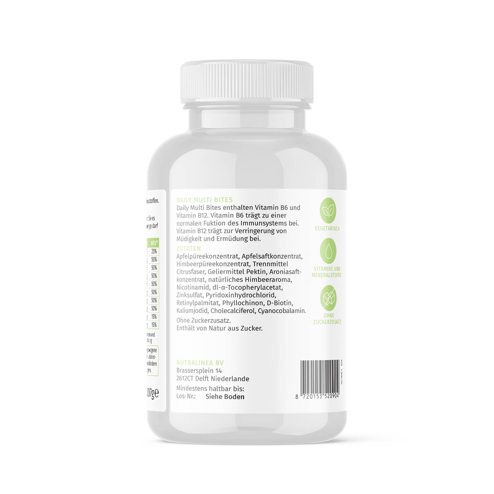 NutraLinea Daily Multi-Bites Rückseite NutraLinea Daily Multi-Bites Rückseite