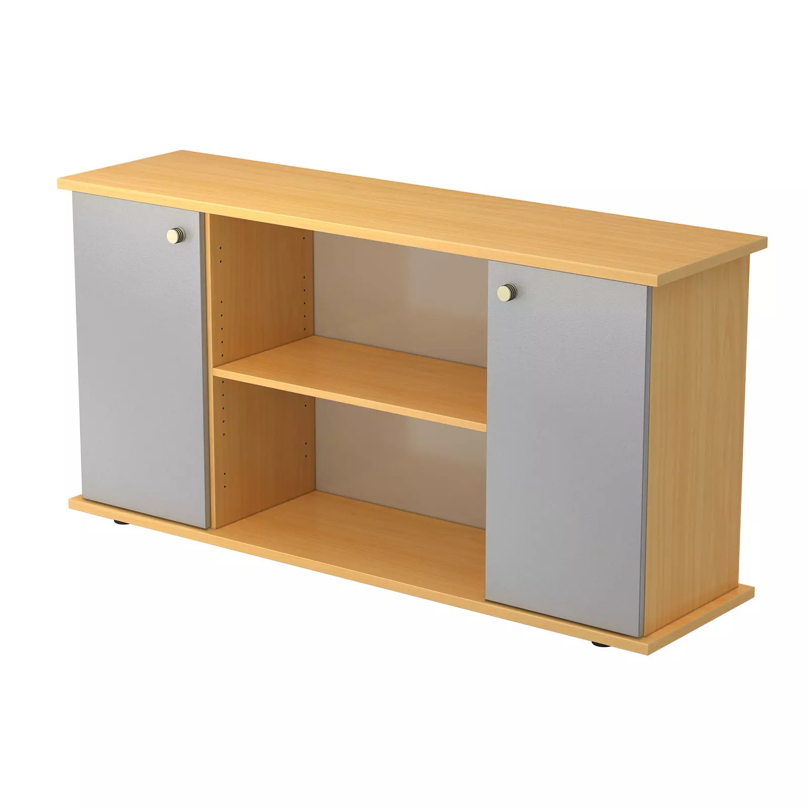 Hammerbacher Sideboard SB2T mit Türen Buche Silber Streifengriff Produktbild Frontansicht
