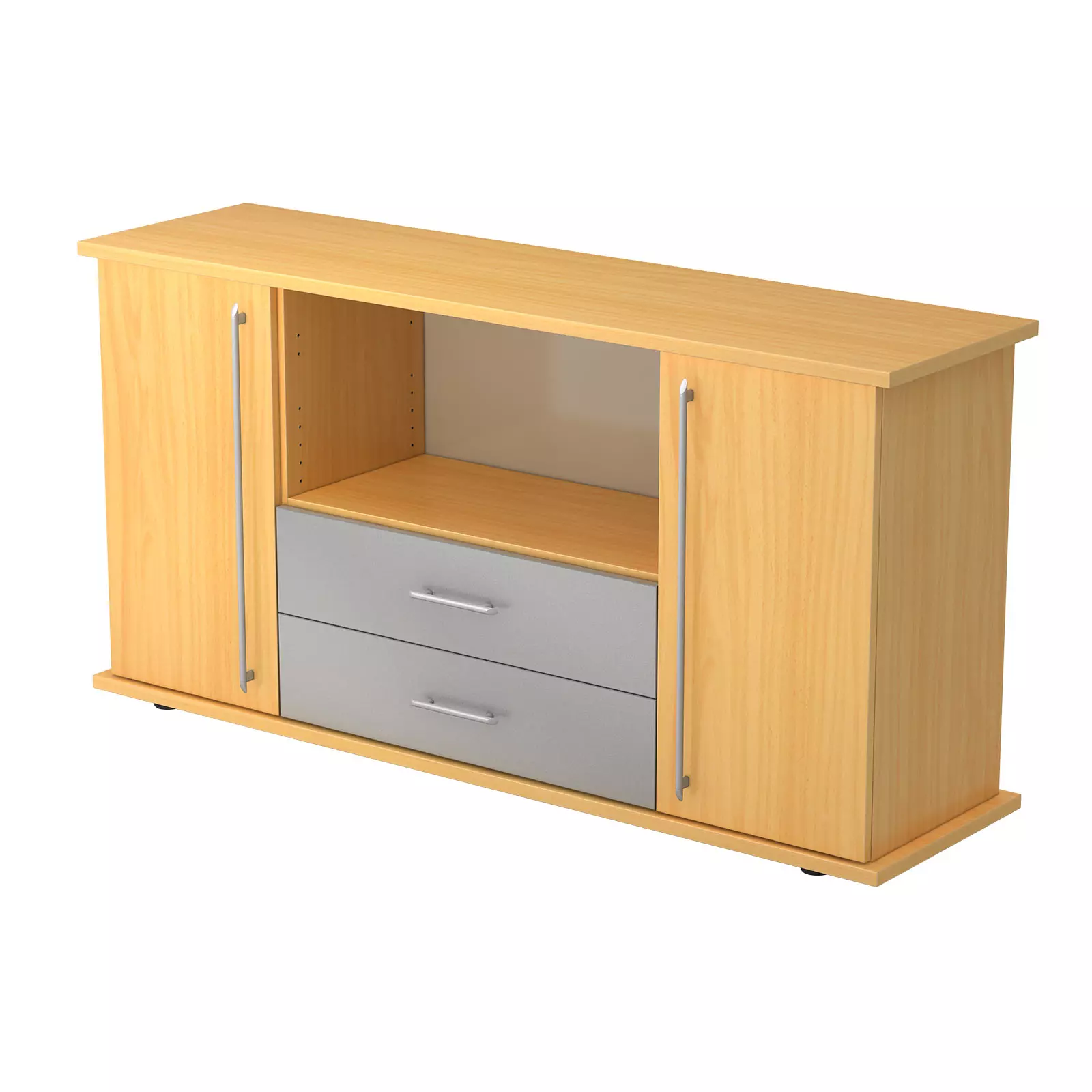 Hammerbacher Sideboard SBTS mit Türen und Schüben Buche Relinggriff Produktbild Frontansicht