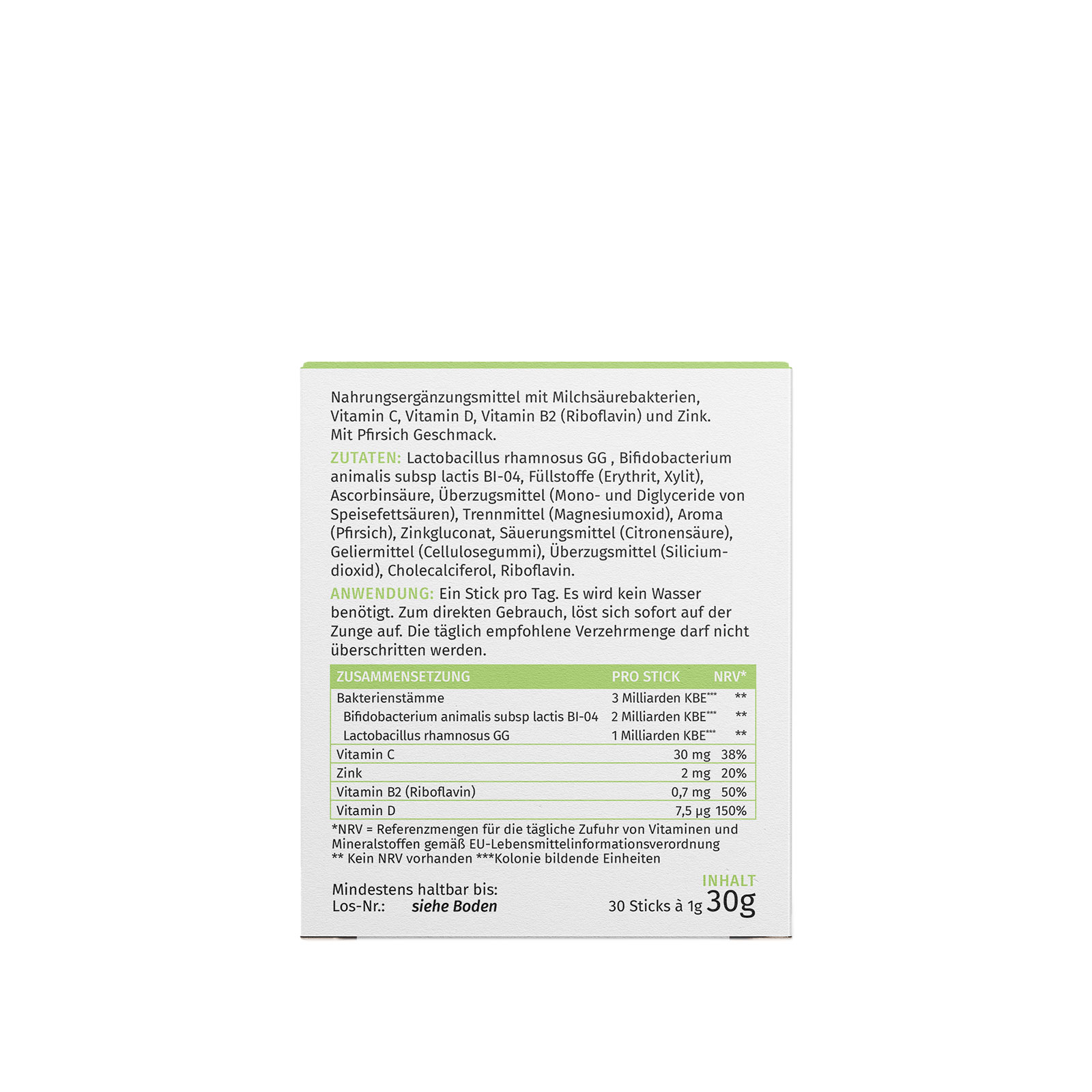 NutraLinea Pyour Active Pfirsich Rückseite NutraLinea Pyour Active Pfirsich Rückseite