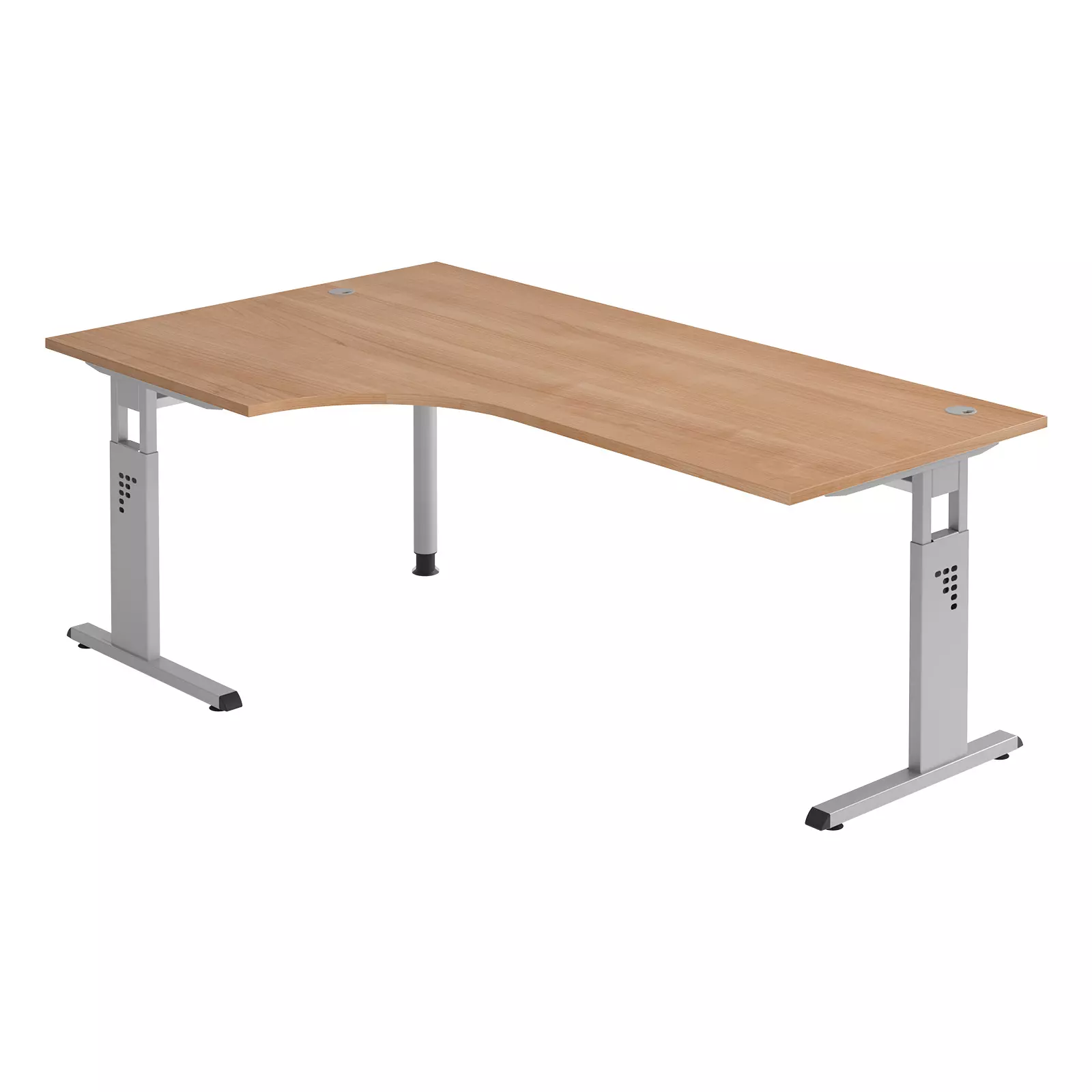 Hammerbacher Schreibtisch O-Serie 200x120 cm Nussbaum Gestell Silber Produktbild Frontansicht