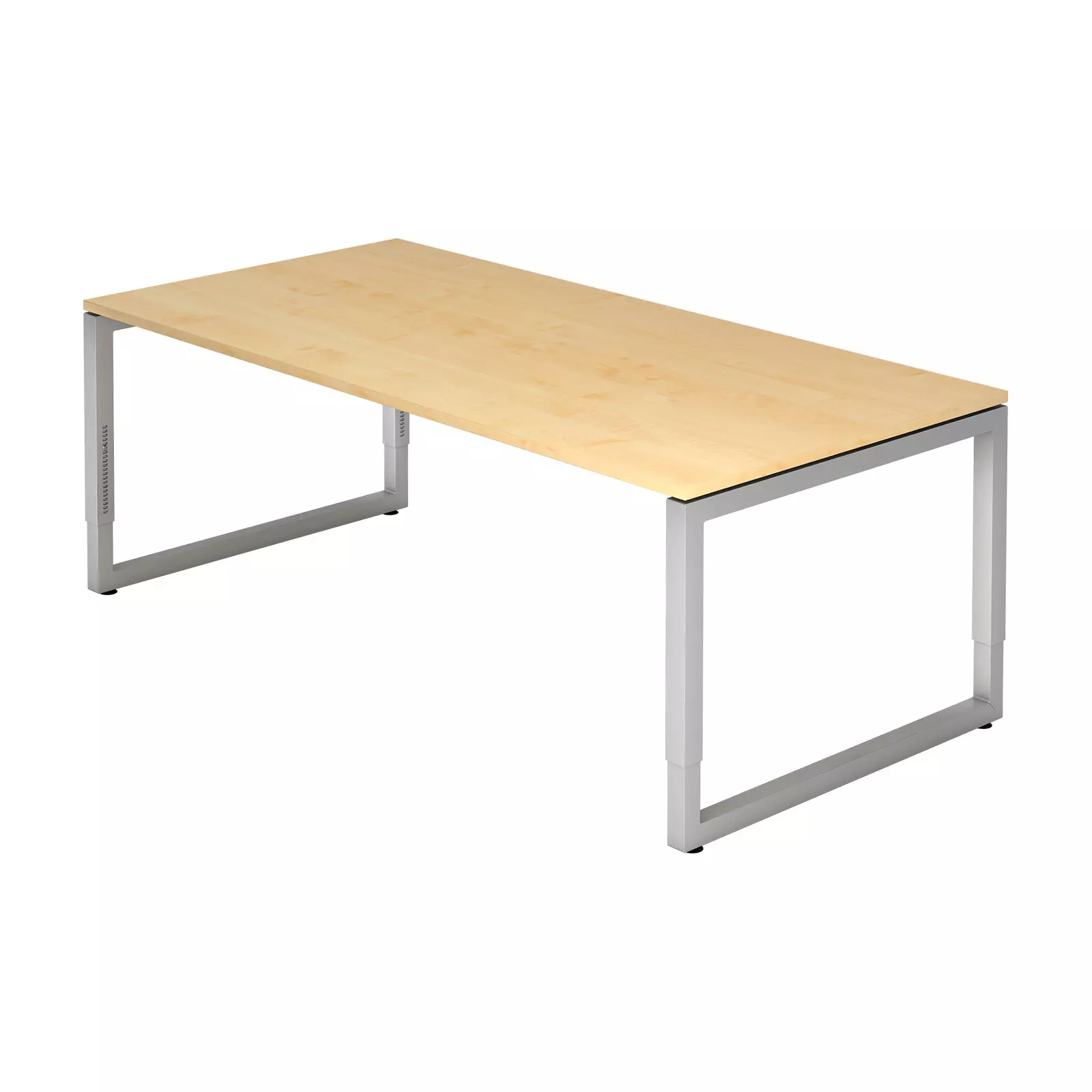 Hammerbacher Schreibtisch R-Serie 200x100 cm Ahorn Gestellfarbe Silber Produktbild Frontansicht