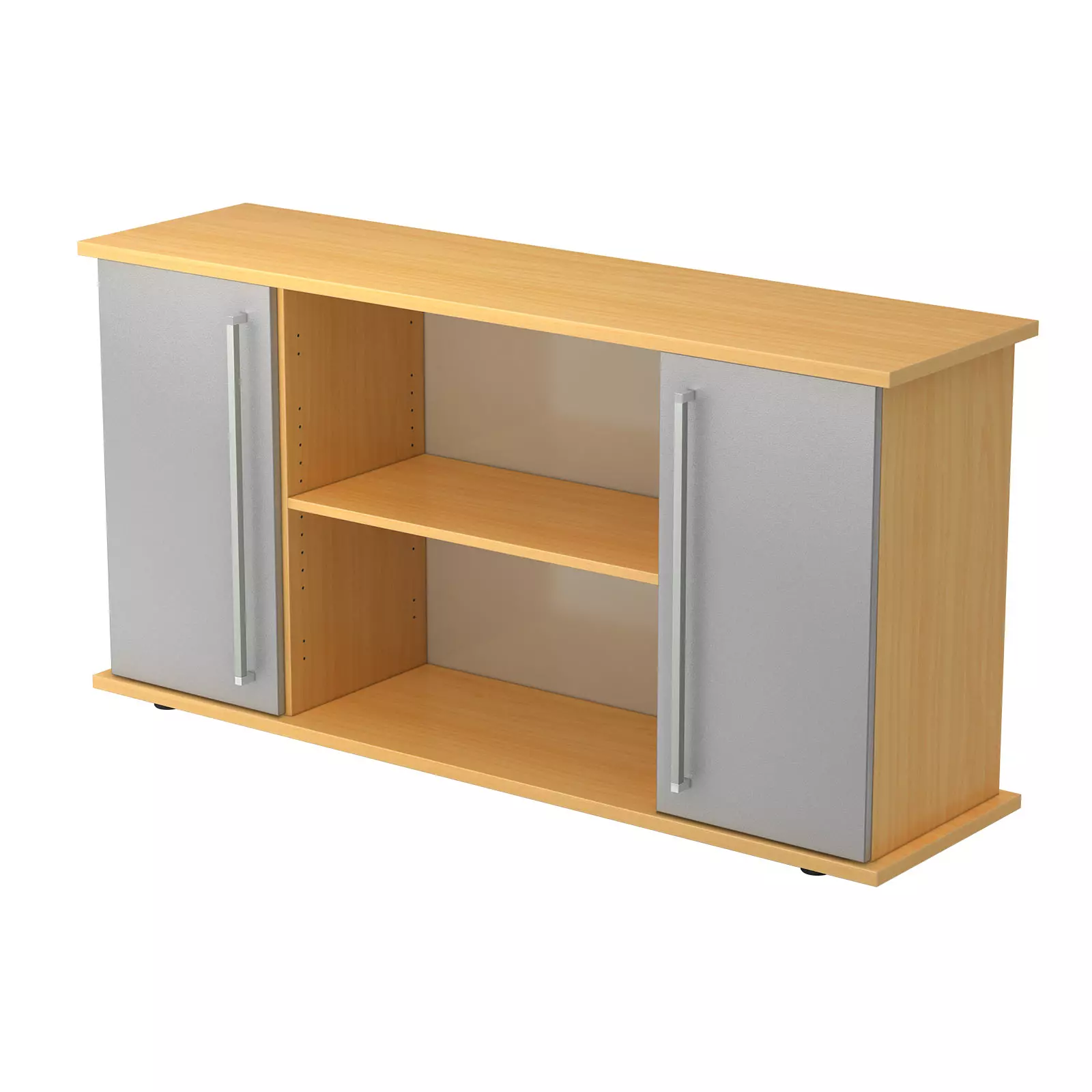 Hammerbacher Sideboard SB2T mit Türen Buche Silber Chromgriff Produktbild Frontansicht