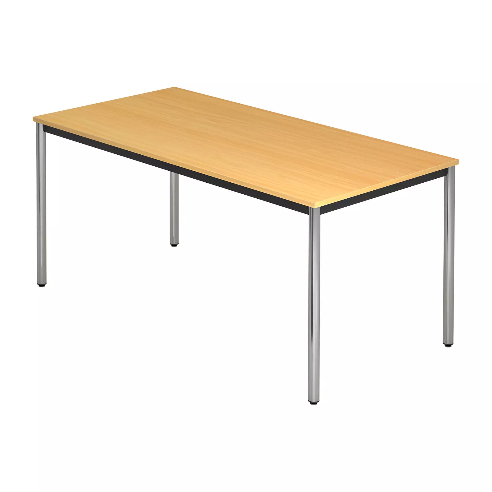 Hammerbacher Konferenztisch D-Serie 160x80 cm Tischfuß rund Chrom Buche Produktbild Frontansicht