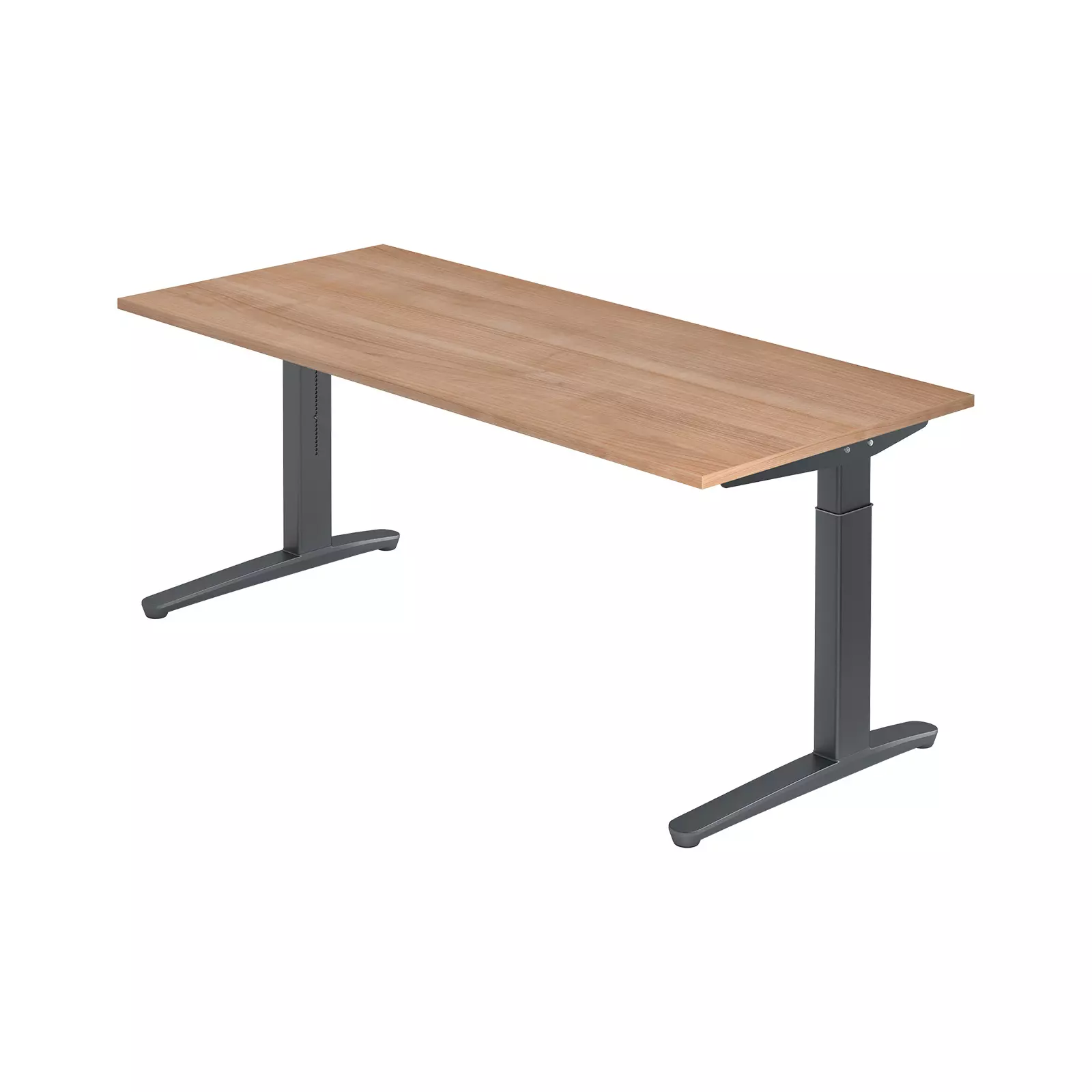 Hammerbacher Schreibtisch XB-Serie 180x80 cm Nussbaum Gestellfarbe Graphit Produktbild Frontansicht