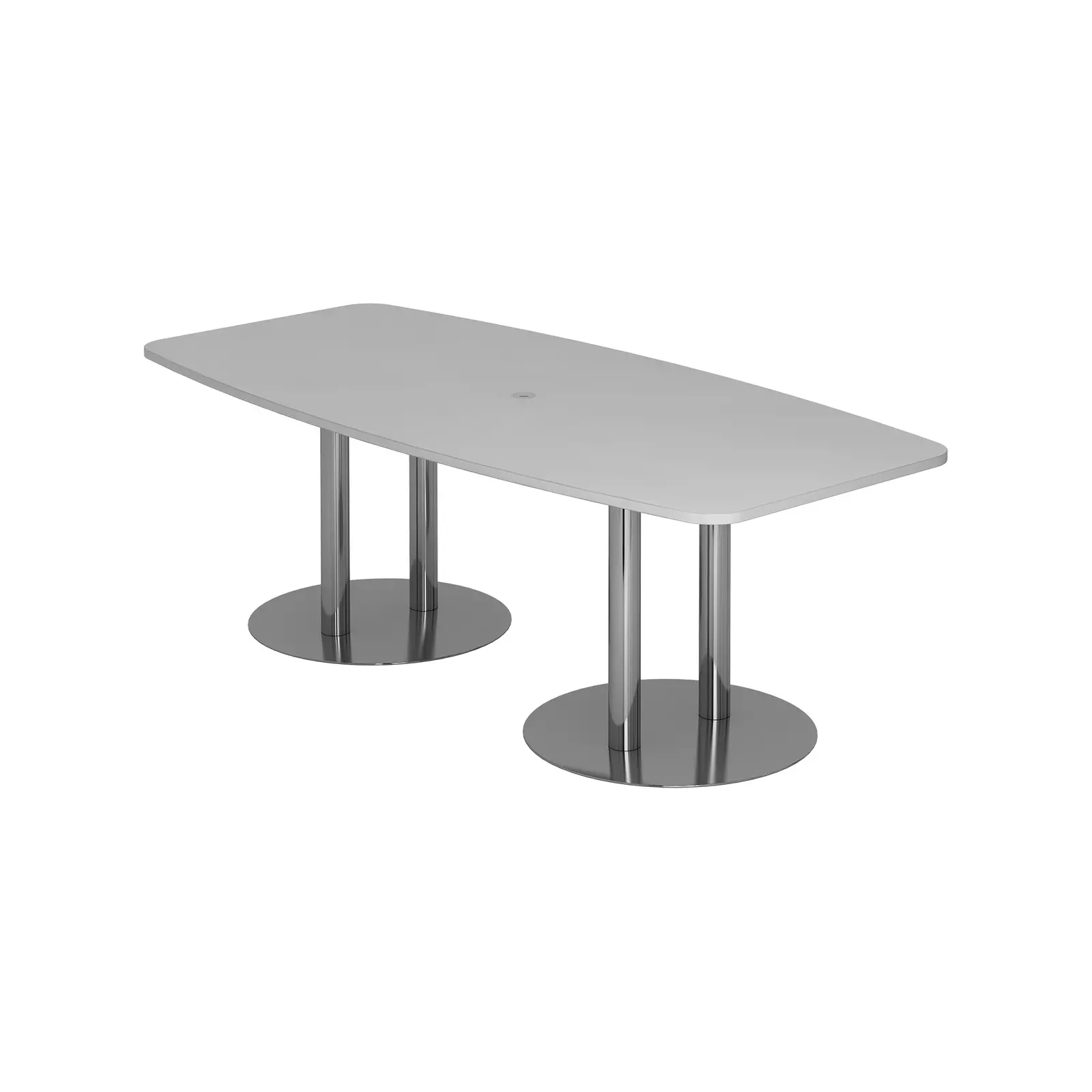 Hammerbacher Konferenztisch KT-Serie 220x103 cm Grau Säulenfuß Chrom Produktbild Frontansicht Hammerbacher Konferenztisch KT-Serie 220x103 cm Grau Säulenfuß Chrom Produktbild Frontansicht
