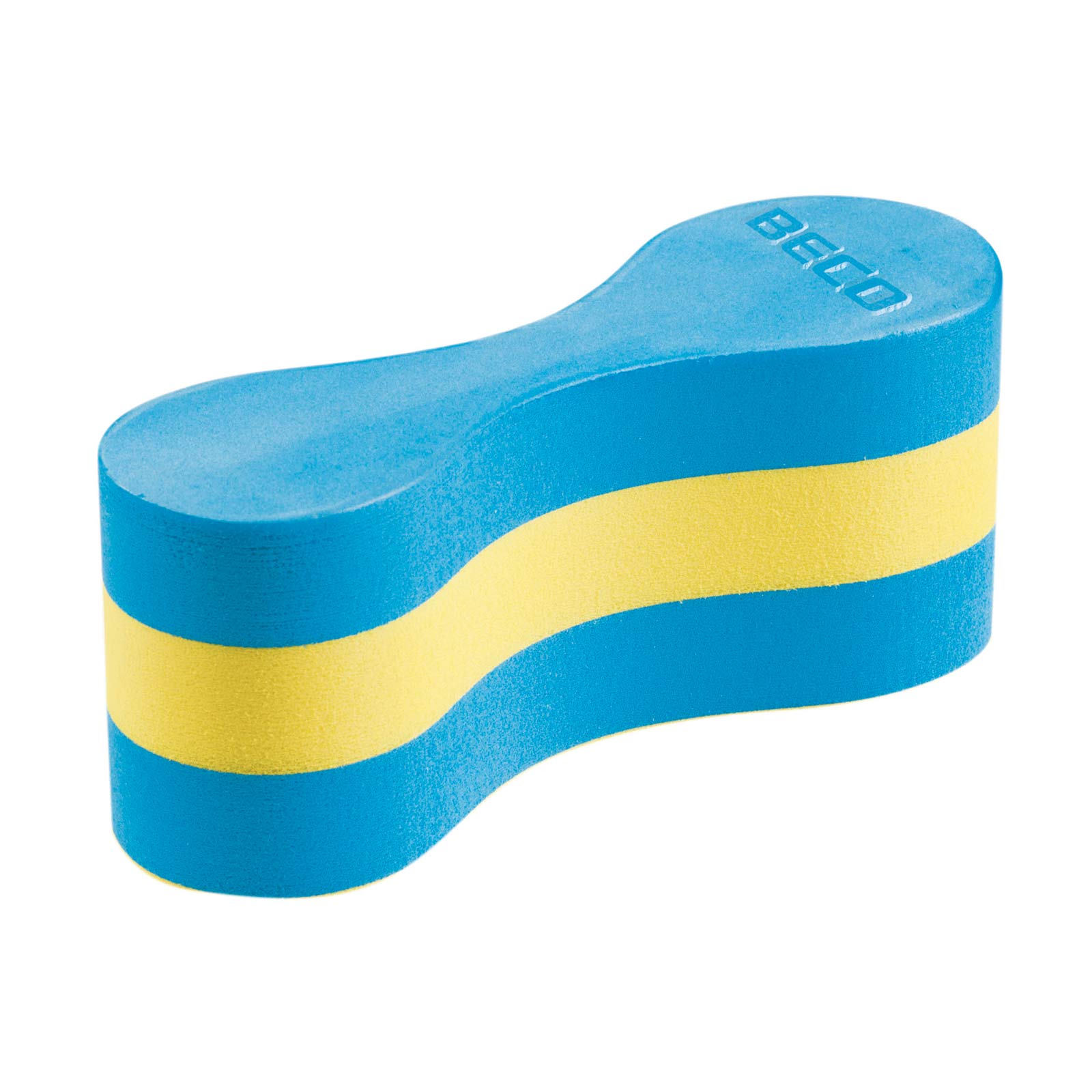 Beco Pull Buoy Junior Schwimmhilfe Blau-Gelb Produktbild Seitenansicht